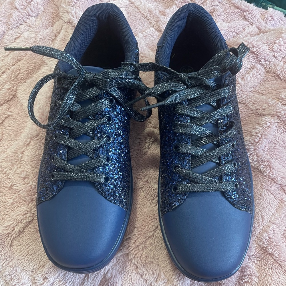 Blue sparkly sneakers